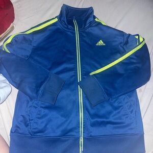adidas Blue and Neon Yellow Kids Track Jacket